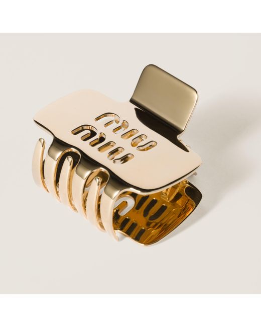 Miu Miu Natural Small Claw Clip With Logo