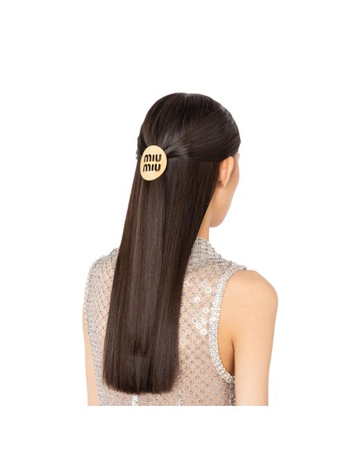 Miu Miu White Miu Logo Hair Clip