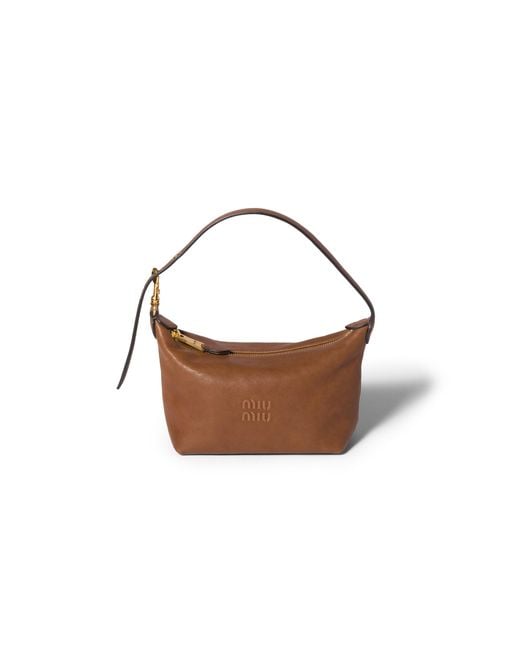 Miu Miu Brown Spirit Nappa Leather Pouch