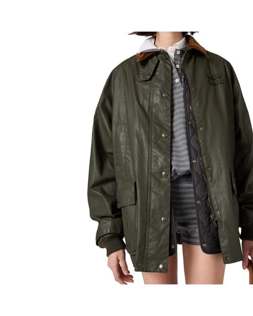 Miu Miu Black Resin-Finish Poplin Caban Jacket