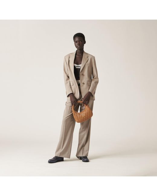 Miu Miu Brown Wander Matelassé Nappa Leather Hobo Bag