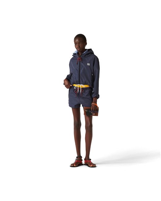 Miu Miu Blue Technical Fabric Blouson Jacket