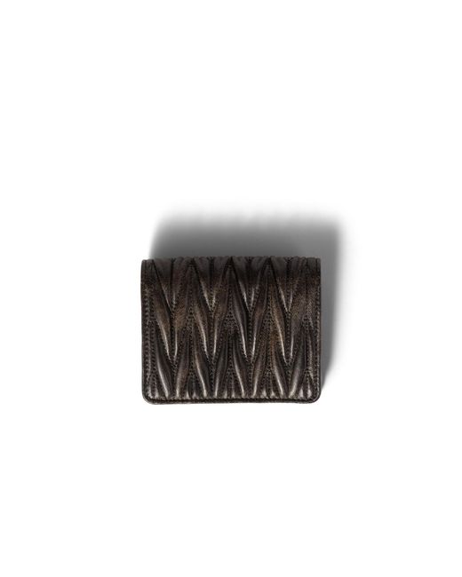 Miu Miu Gray Small Matelassé Nappa Leather Wallet