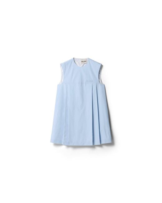 Miu Miu Blue Poplin Mini-Dress