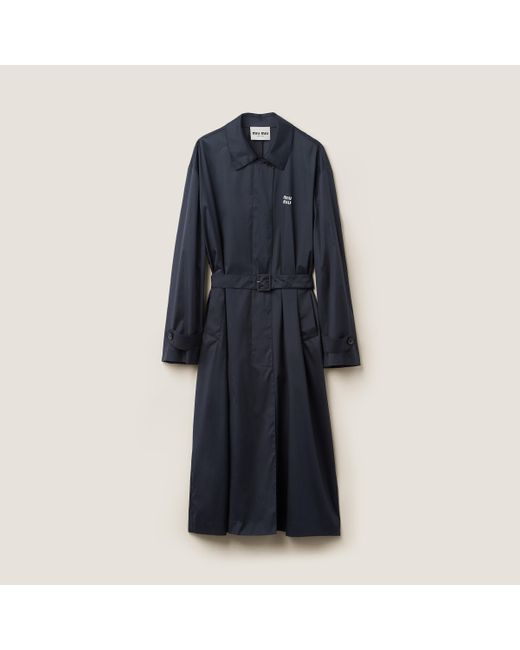 Miu Miu Blue Technical Silk Coat