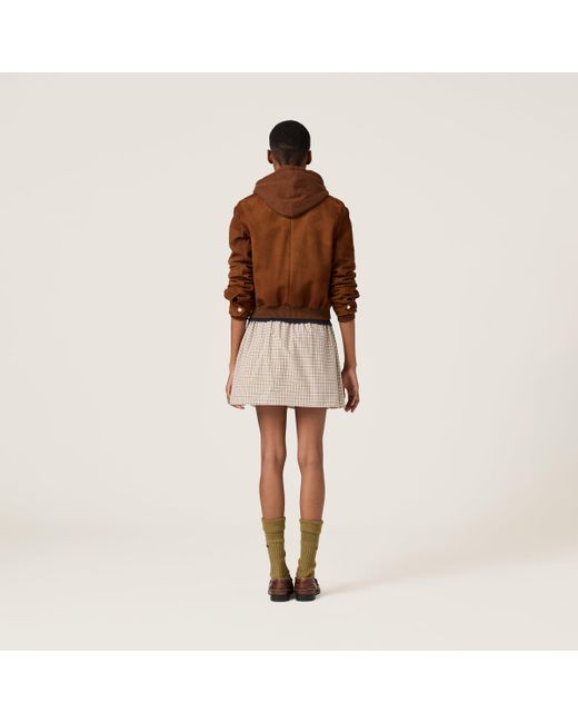 Miu Miu Natural Checked Miniskirt