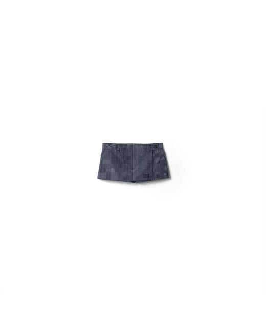 Miu Miu Blue Checked Technical Fabric Mini Skort