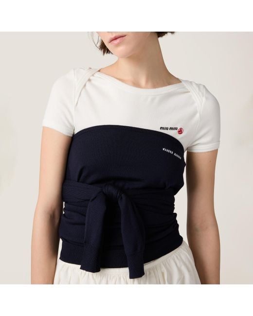 Miu Miu White Petit Bateau X Miu Miu Stretch Jersey Bodysuit