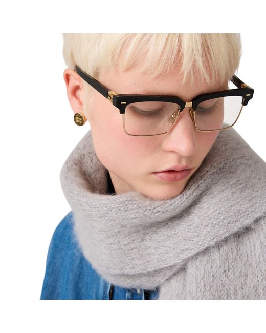 Miu Miu Gray Wool And Mohair Scarf