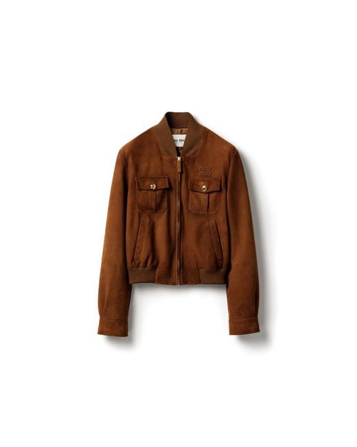 Miu Miu Brown Waxed Suede Jacket