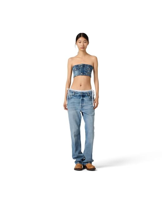 Miu Miu Blue Washed Denim Bandeau Top