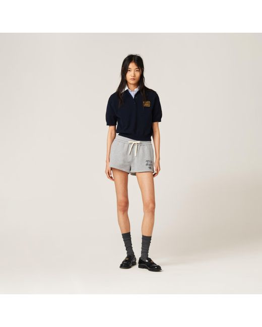 Miu Miu Gray Cotton Fleece Shorts