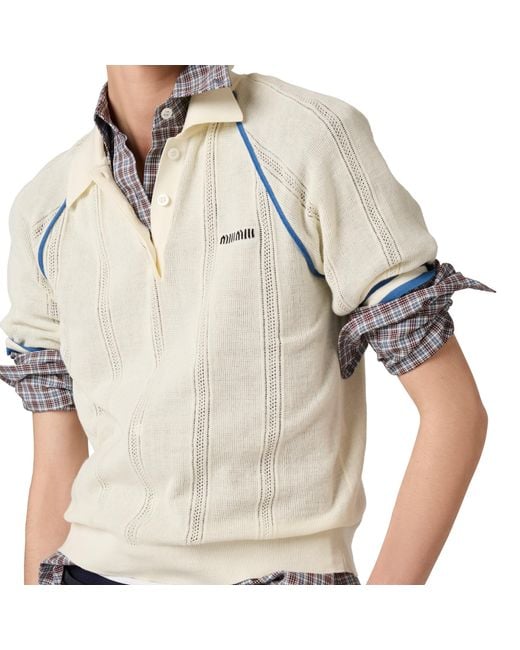 Miu Miu White Cotton Knit Polo Shirt