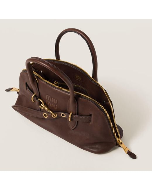 Miu Miu Brown Aventure Nappa Leather Top-Handle Bag