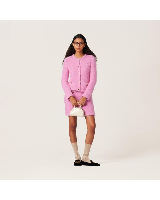 Miu Miu Pink Cashmere And Silk Knit Cardigan