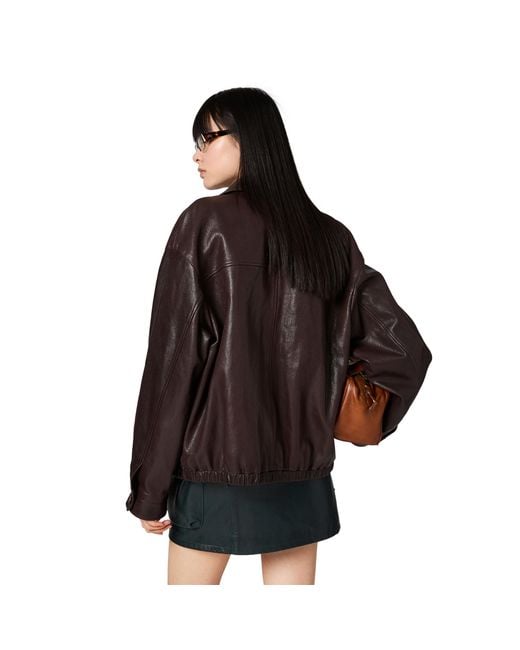 Miu Miu Brown Leather Blouson Jacket