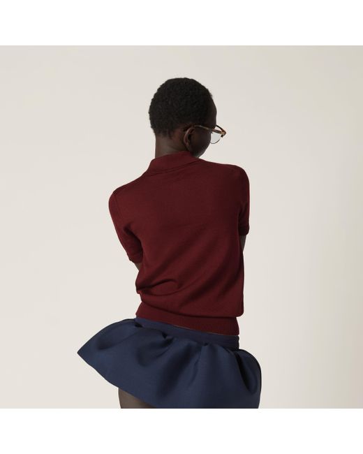 Miu Miu Red Wool Knit Polo Shirt