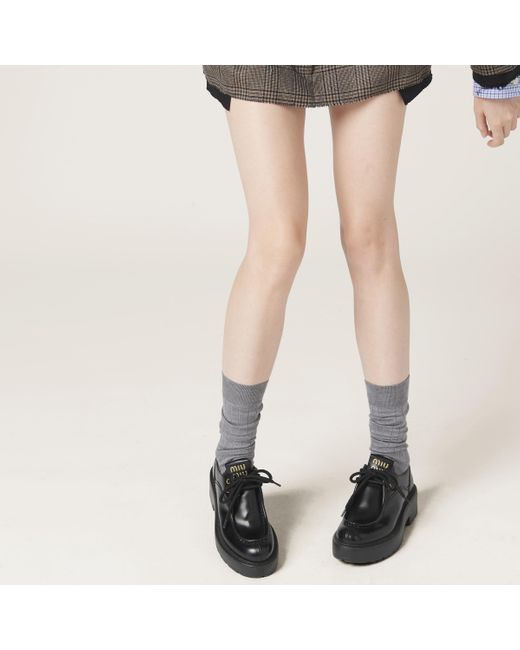 Miu Miu Black Leather Lace-up Shoes