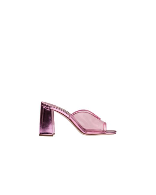 Miu Miu Pink Plexiglas And Metallic Leather Sandals