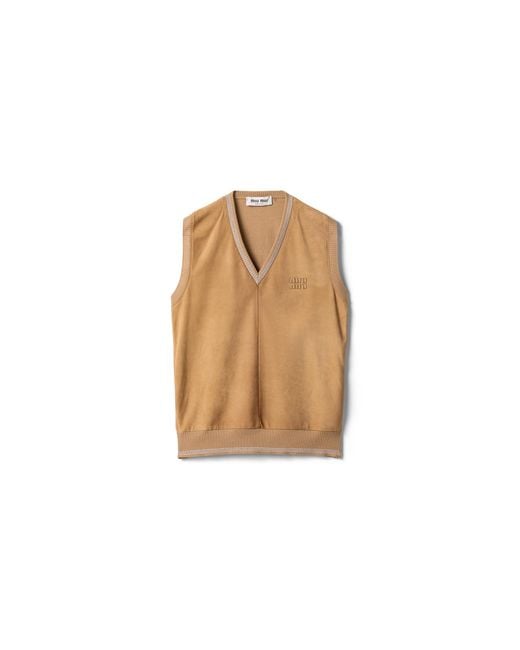 Miu Miu Natural Wool And Suede Vest