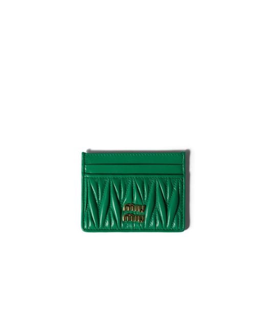 Miu Miu Green Matelassé Nappa Leather Card Holder