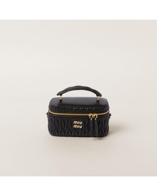 Miu Miu Matelassé Nappa Leather Shoulder Bag in Black | Lyst