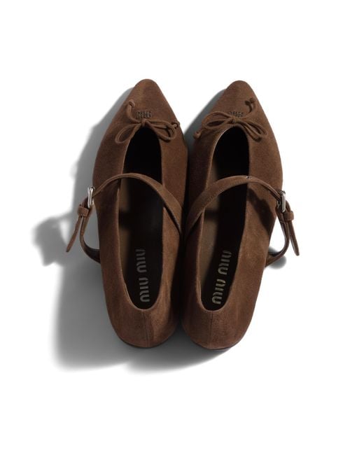 Miu Miu Brown Suede Ballerinas