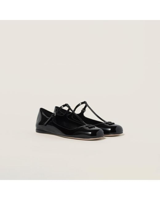 Miu Miu Black Patent Leather Ballerinas