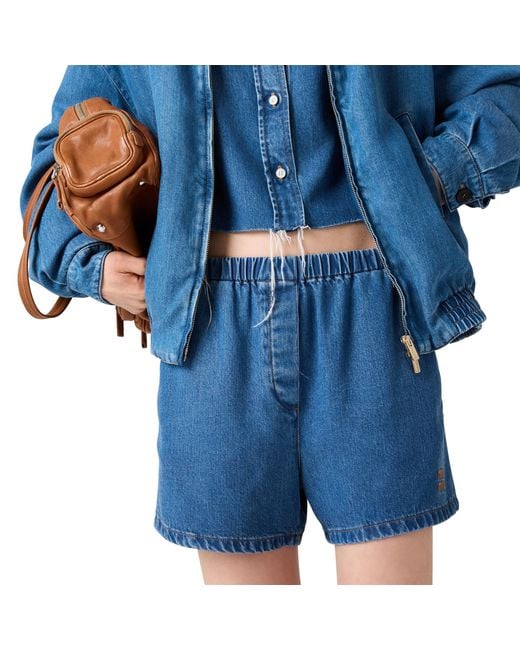 Miu Miu Blue Denim Bermudas