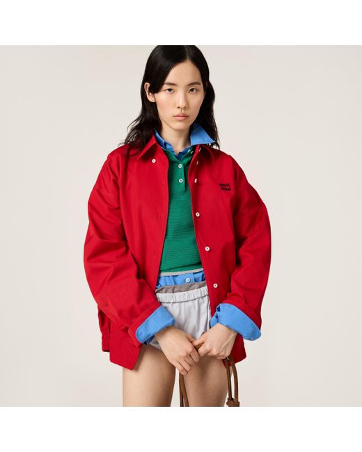 Miu Miu Red Heavy Poplin Blouson Jacket