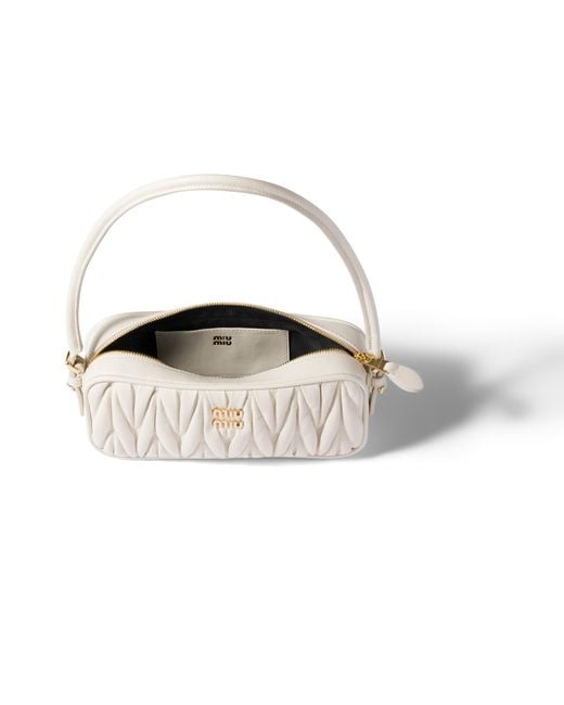 Miu Miu White Matelassé Nappa Leather Pouch