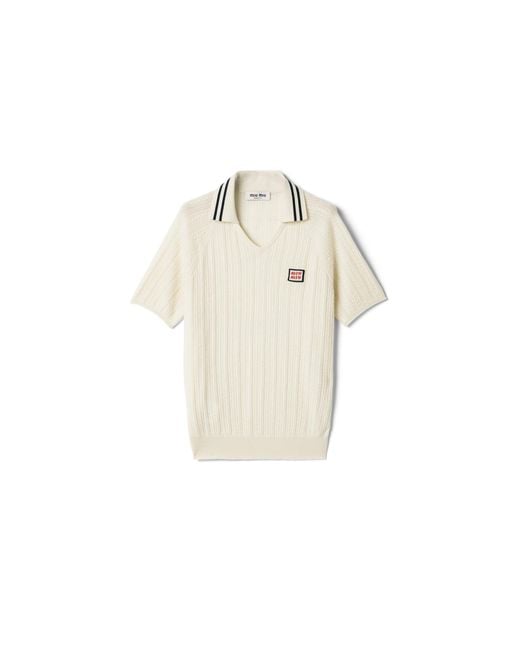 Miu Miu White Cashmere Polo Shirt