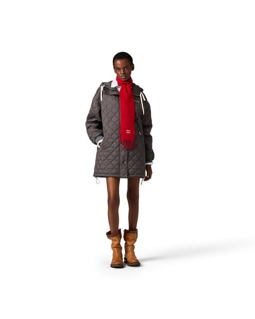 Miu Miu Brown Technical Pongé Down Jacket