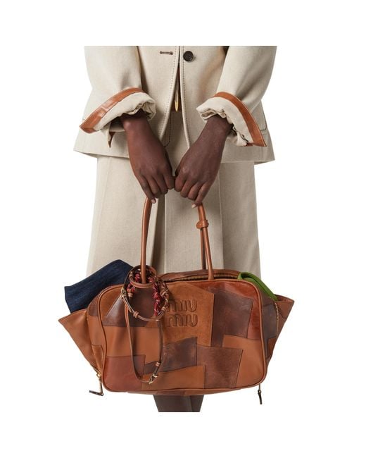 Miu Miu Brown Leather Patchwork Beau Bag