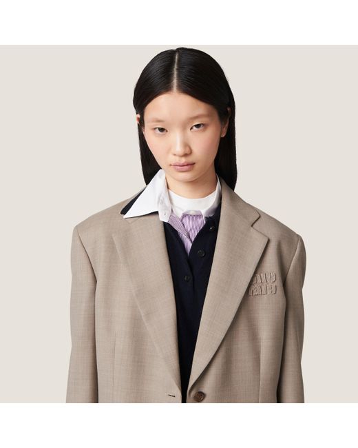 Miu Miu Brown Single-Breasted Gabardine Jacket