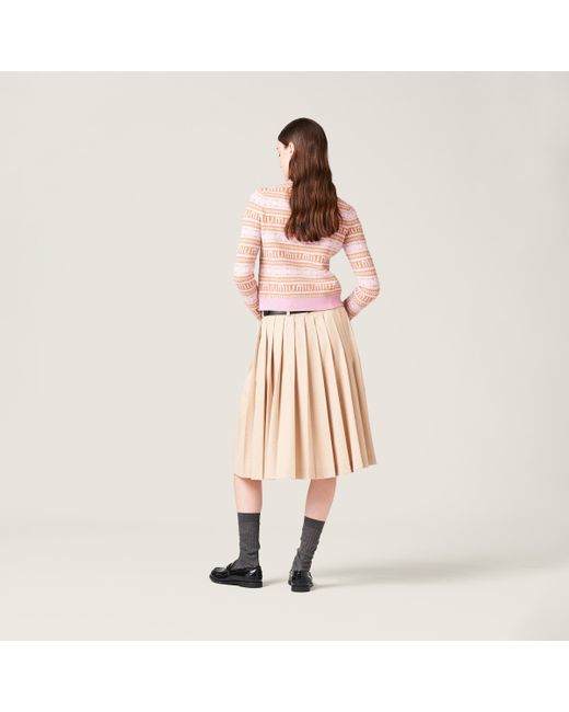 Miu Miu Pink Merino Wool Crew-neck Sweater