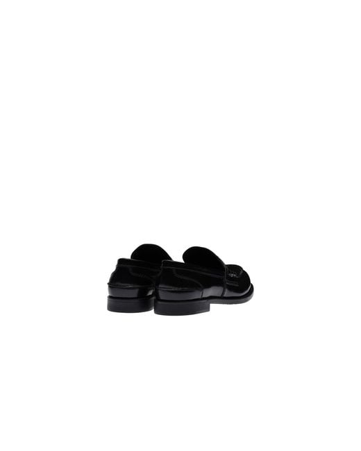Miu Miu Black Brushed Leather Penny Loafers