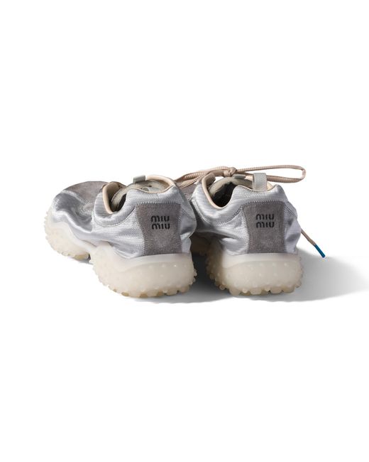 Miu Miu Multicolor Bubble Technical Fabric And Suede Sneakers