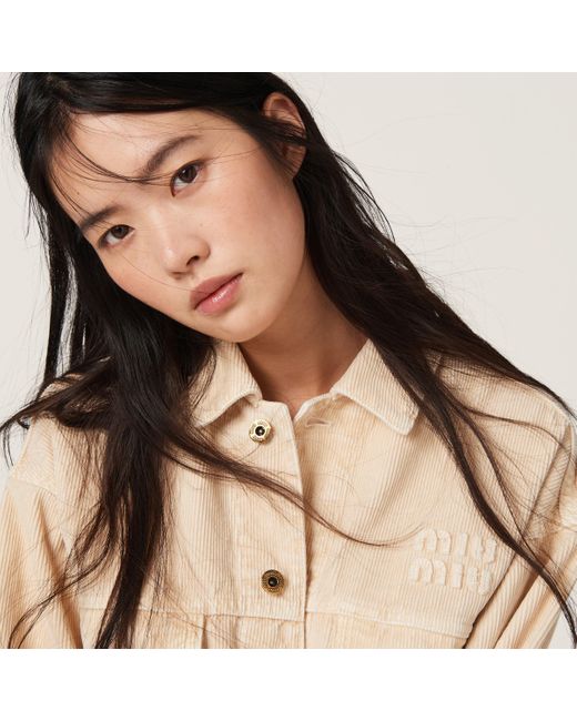 Miu Miu Natural Garment-dyed Velvet Blouson Jacket