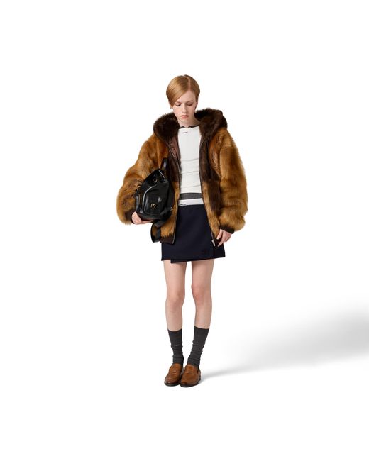 Miu Miu Brown Shearling Blouson Jacket
