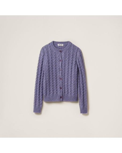 Miu Miu Purple Wool And Cashmere Knit Cardigan