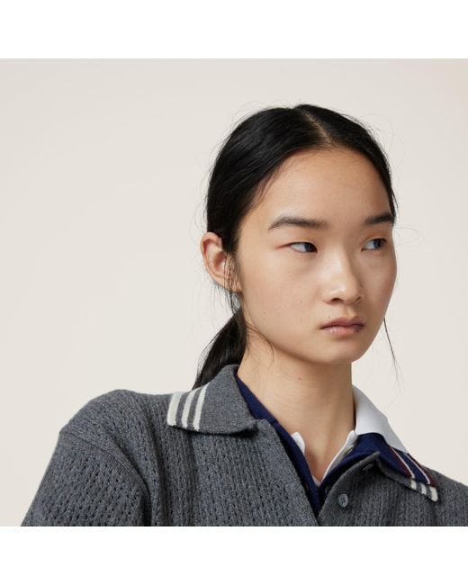 Miu Miu Black Wool And Cashmere Polo Sweater