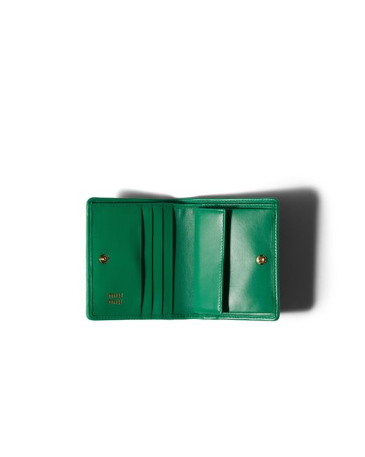 Miu Miu Green Small Matelassé Nappa Leather Wallet