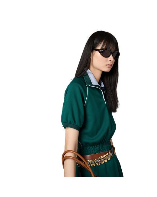 Miu Miu Green Technical Jersey Mini-Dress