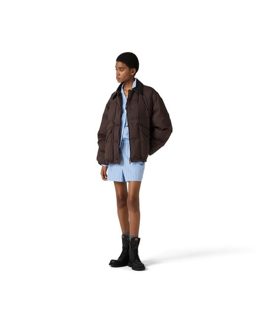 Miu Miu Brown Technical Pongé Cropped Down Jacket