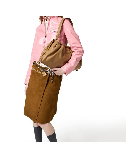 Miu Miu Brown Suede Wraparound Skirt