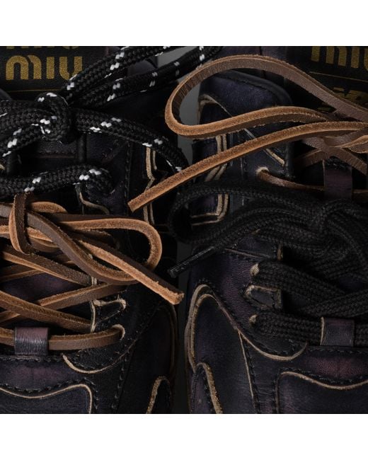 Miu Miu Black New Balance X 530 Sl Deco Calf Leather Mules
