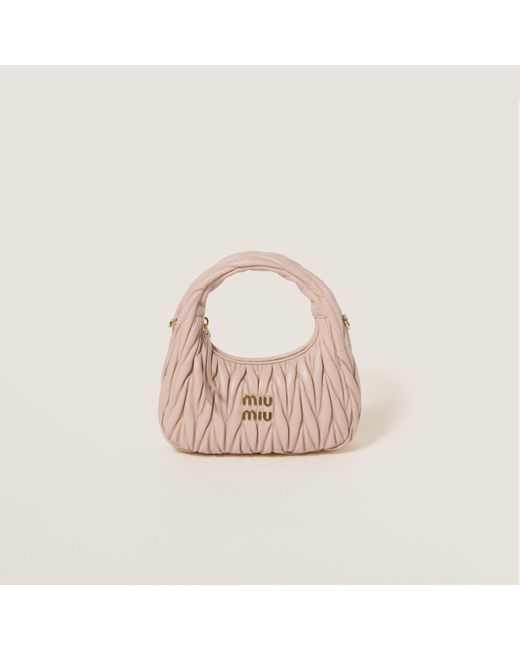 Miu Miu Pink Wander Matelassé Nappa Leather Hobo Bag