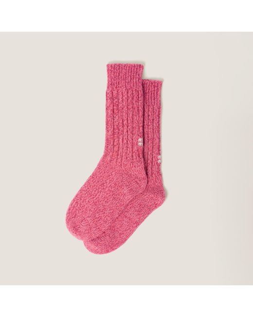 Miu Miu Pink Wool And Cashmere Socks