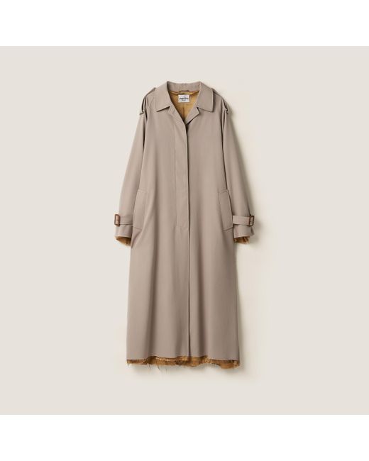 Miu Miu Natural Single-Breasted Gabardine Coat